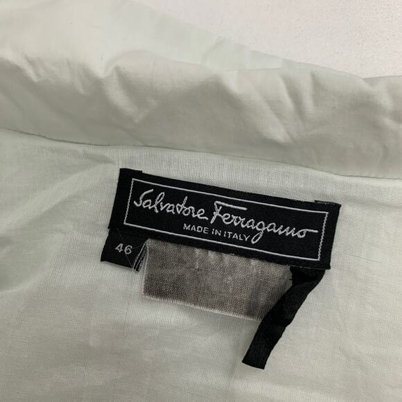 Salvatore Ferragamo Dress Women 46 US 10 Pale Mint Belted Half Snap Button Notch - Picture 13 of 16